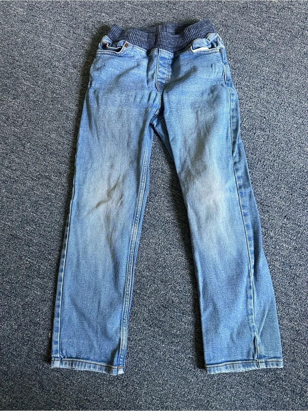 Lands’ End Boys Size 8S Pull-On Stretch Jeans Elastic Waist Blue Denim